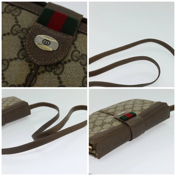 GUCCI GG Supreme Web Sherry Line Bag PVC Beige Gold 10 02 037 Auth 119034 - Picture 16 of 16